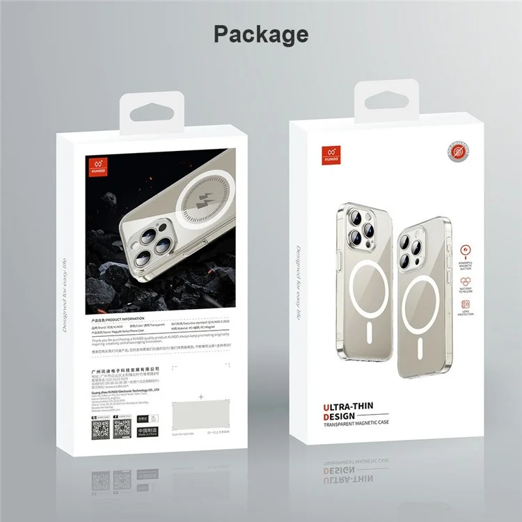 XUNDD XDD-0010 Чехол для iPhone 16 Plus с совместимостью с MagSafe, ультратонкий прозрачный пластиковый чехол - белый