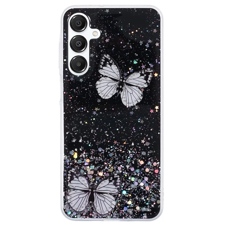 AW Series For Samsung Galaxy A16 5G / A16 4G Case Epoxy PVC Butterfly TPU Aesthetics Phone Cover - Black