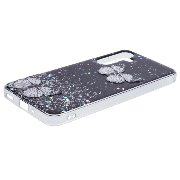 AW Series For Samsung Galaxy A16 5G / A16 4G Case Epoxy PVC Butterfly TPU Aesthetics Phone Cover - Black