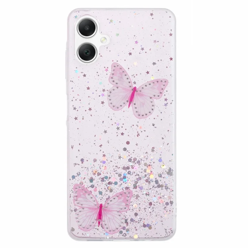 Serie AW Para Samsung Galaxy A06 Case Epoxy PVC Butterfly TPU Estética Portada Telefónica - Rosa