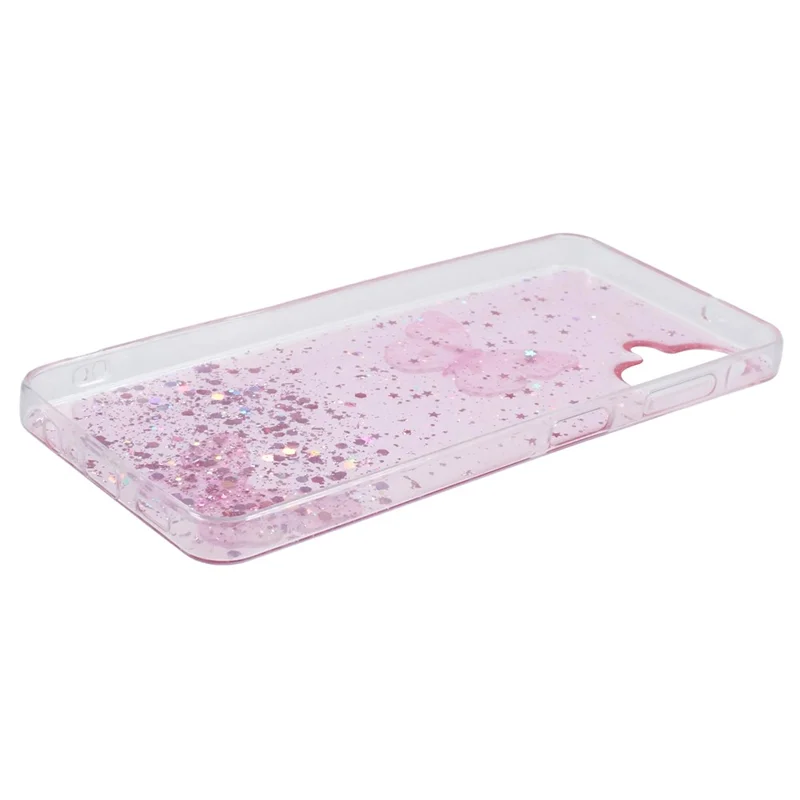Serie AW Para Samsung Galaxy A06 Case Epoxy PVC Butterfly TPU Estética Portada Telefónica - Rosa