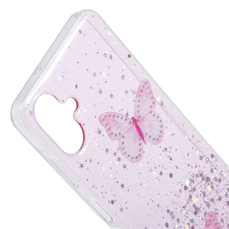 Serie AW Para Samsung Galaxy A06 Case Epoxy PVC Butterfly TPU Estética Portada Telefónica - Rosa