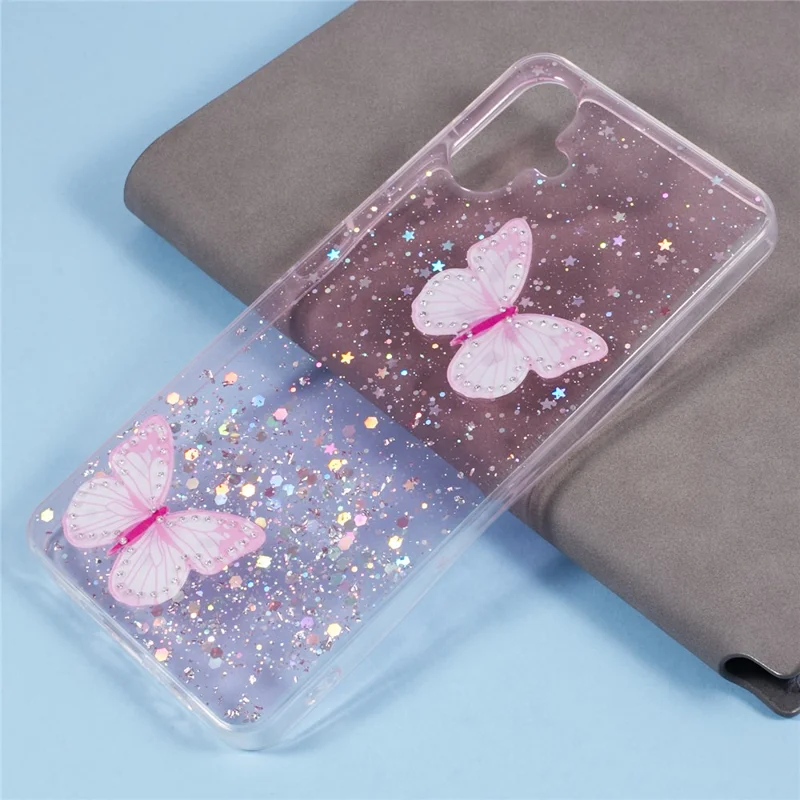 Serie AW Para Samsung Galaxy A06 Case Epoxy PVC Butterfly TPU Estética Portada Telefónica - Rosa