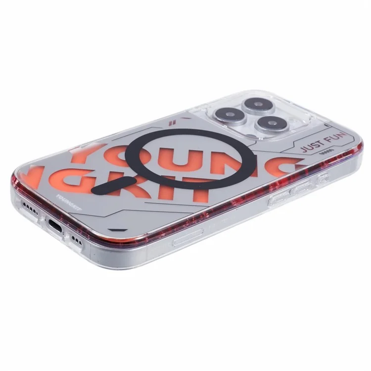 YOUNGKIT For iPhone 16 Pro Case Quicksand PC+TPU Phone Cover Compatible with MagSafe - Red