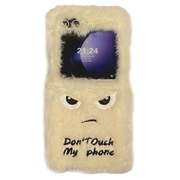 Pour Samsung Galaxy Z Flip6 5G Case de Téléphone PC en Peluche Douce et Moelleuse - Blanc