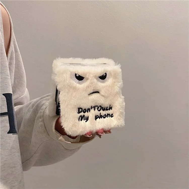 Pour Samsung Galaxy Z Flip6 5G Case de Téléphone PC en Peluche Douce et Moelleuse - Blanc