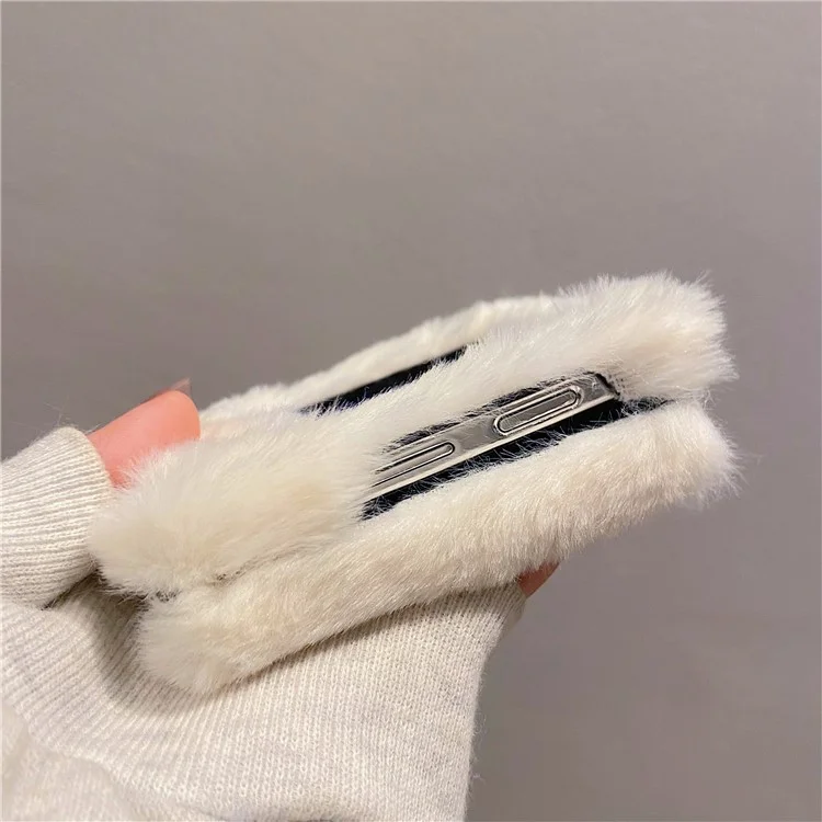 Pour Samsung Galaxy Z Flip6 5G Case de Téléphone PC en Peluche Douce et Moelleuse - Blanc