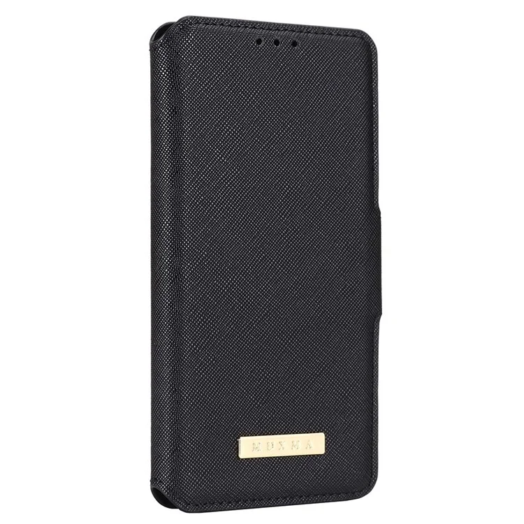 MUXMA MX115 For iPhone 14 Plus PU Leather Phone Case Cross Texture Magnetic Clasp Stand Wallet Cover - Black