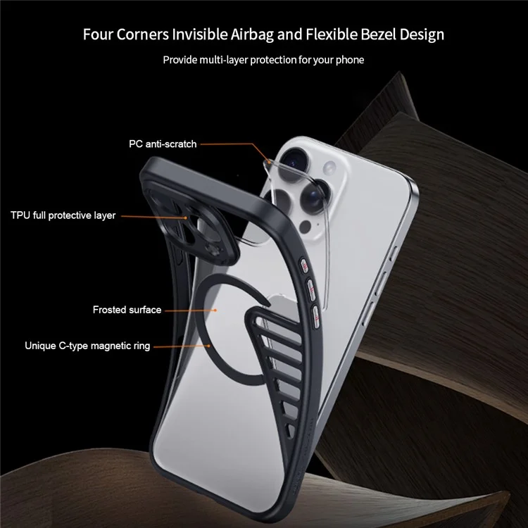 Xundd Xdd-0007 Para Iphone 16 Pro Case Compatível Com MagSafe TPU+PC Tampa de Telefone Fosco