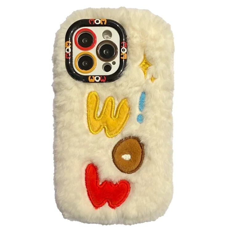 Для Iphone 15 Pro Max Case Lens Lins The Cicktand Вышитая на Вышивном Туалете. - Белый