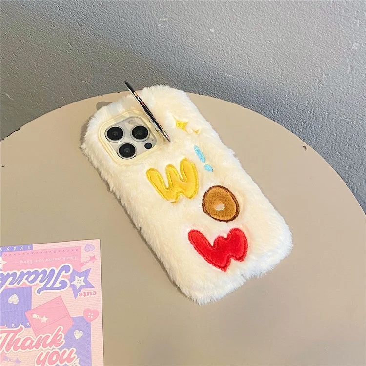 Для Iphone 15 Pro Max Case Lens Lins The Cicktand Вышитая на Вышивном Туалете. - Белый