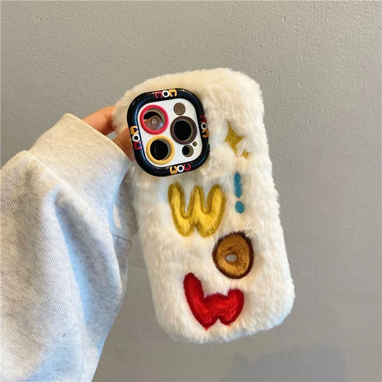 Для Iphone 15 Pro Max Case Lens Lins The Cicktand Вышитая на Вышивном Туалете. - Белый