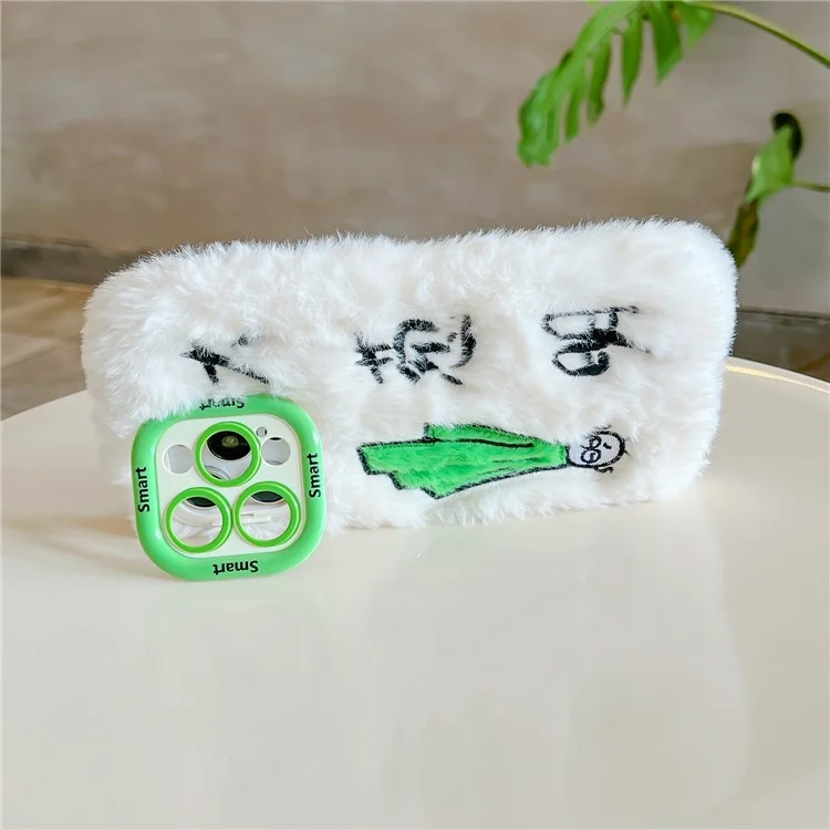 Para Iphone 15 Pro Max Case Green China Cebolla de Cebolla Kickstand TPU Cortada de Teléfono de Felpa Caliente