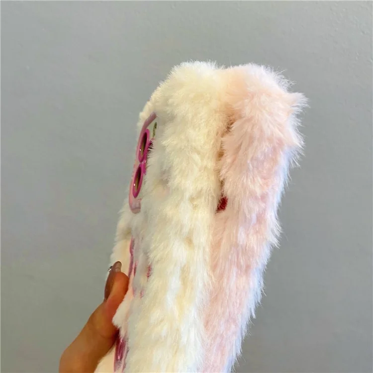 Para el Iphone 15 Pro Max Case Está Bien Lente Kickstand TPU Fuge Furry Telephip Cover - Rosa