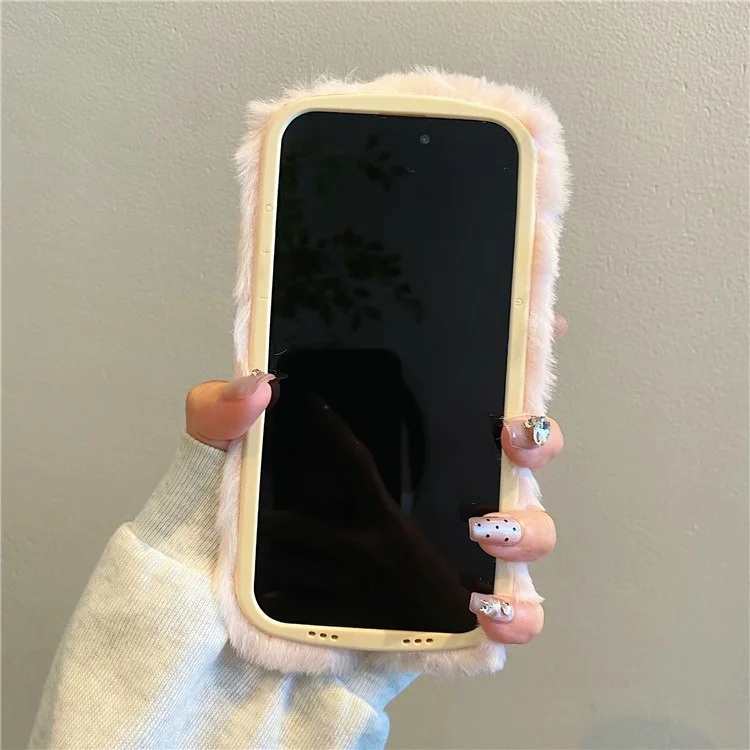 Para el Iphone 15 Pro Max Case Está Bien Lente Kickstand TPU Fuge Furry Telephip Cover - Rosa