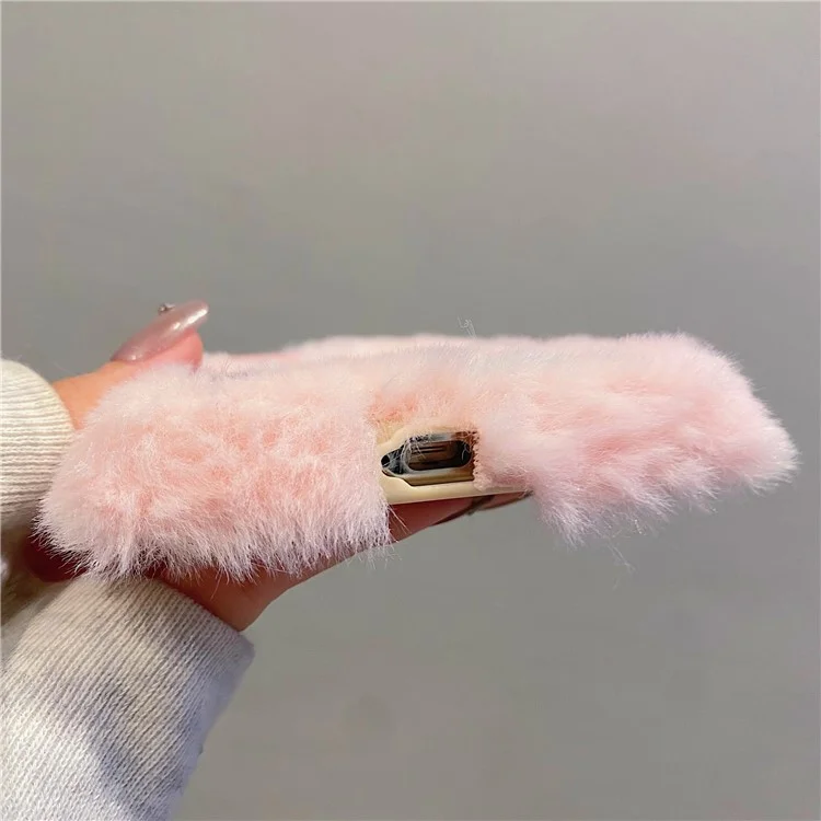 KJS-007 For Samsung Galaxy S24 Ultra Case Embroidered Sheeps Lens Kickstand TPU Plush Furry Phone Cover - Pink