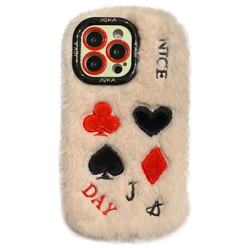 KJS-001 Per Iphone 15 Pro Max Case Play Modello di Scheda Plush+copertina Telefonica Tpu Con Cavalletto Del Telaio Dell'obiettivo - Rosa