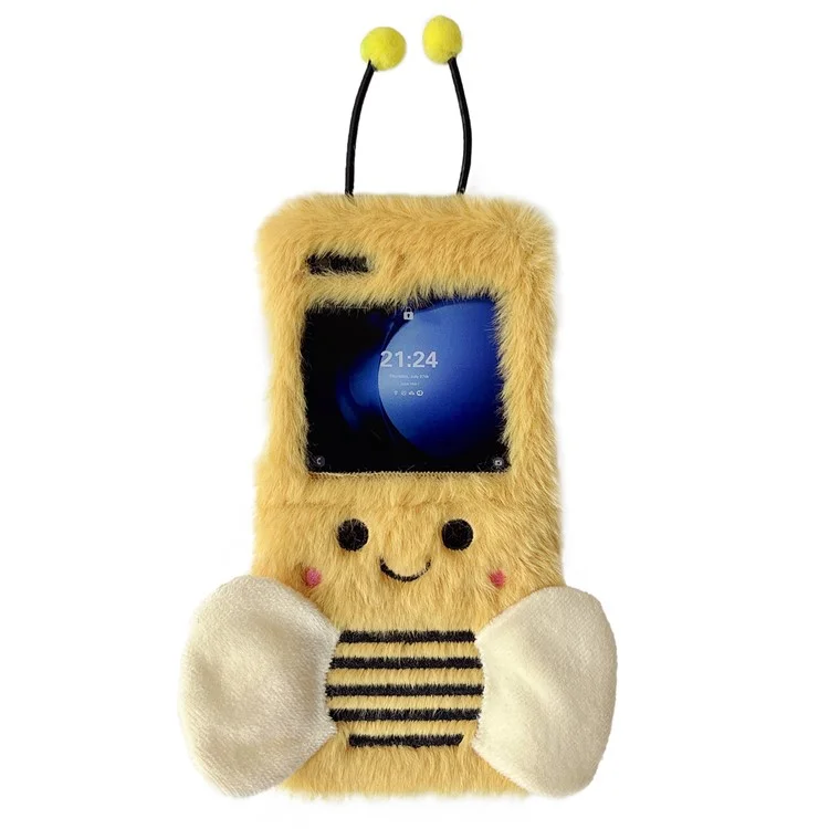 KJS-026 Para Samsung Galaxy Z Flip6 5G Case Patrón de Abejas Plush+TPU Teléfono Cubierta