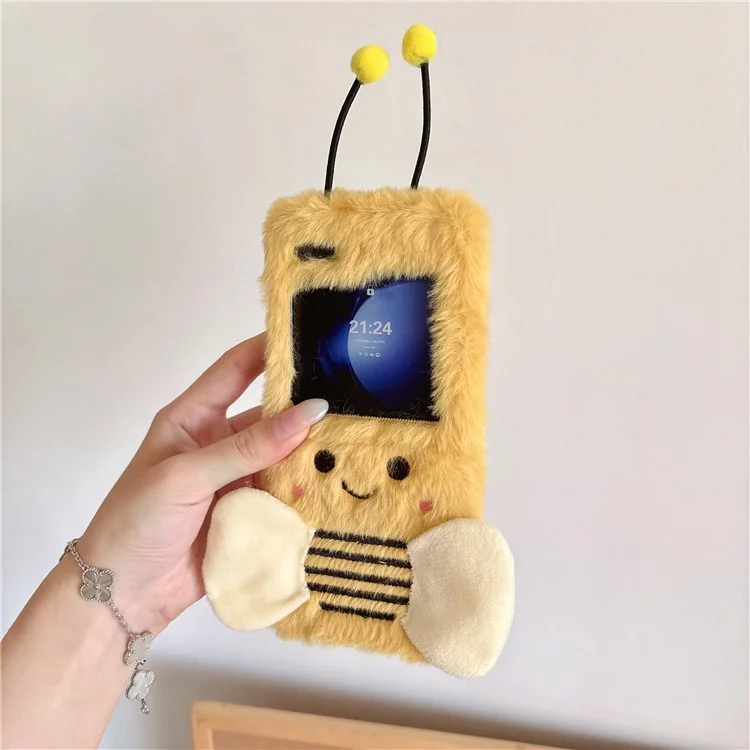 KJS-026 Para Samsung Galaxy Z Flip6 5G Case Patrón de Abejas Plush+TPU Teléfono Cubierta