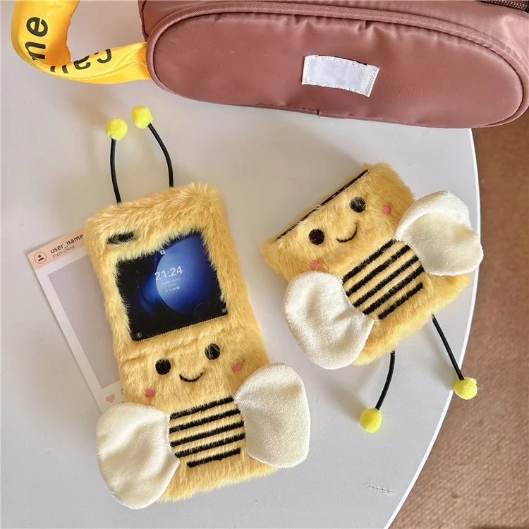 KJS-026 Para Samsung Galaxy Z Flip6 5G Case Patrón de Abejas Plush+TPU Teléfono Cubierta