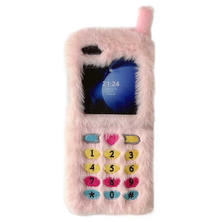 KJS-004 Pour Samsung Galaxy Z Flip6 5G Case Retro Phone Style Broidered Cadro Keys Hard PC Couverture Téléphone Chaud - Rose