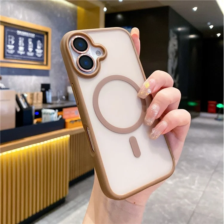 Pour Iphone 16 Plus Case Compatible Avec Magsafe Tpu + pc Téléphone pc Avec Film D'objectif - or du Désert