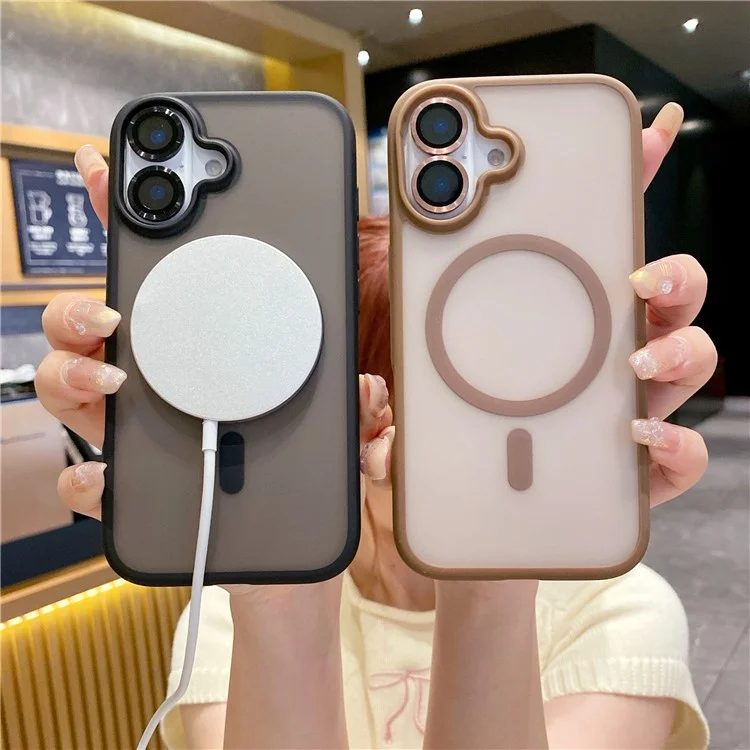 Pour Iphone 16 Plus Case Compatible Avec Magsafe Tpu + pc Téléphone pc Avec Film D'objectif - or du Désert