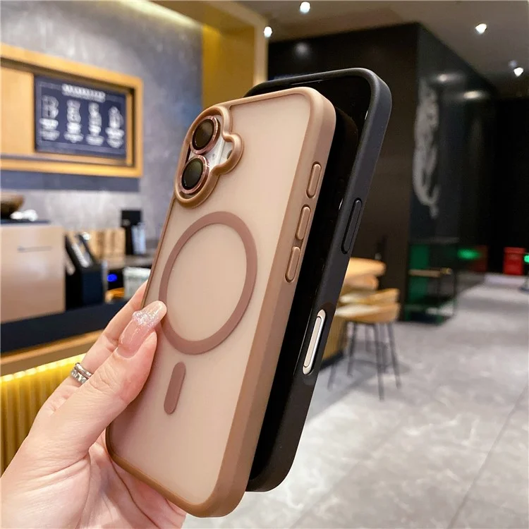Pour Iphone 16 Plus Case Compatible Avec Magsafe Tpu + pc Téléphone pc Avec Film D'objectif - or du Désert