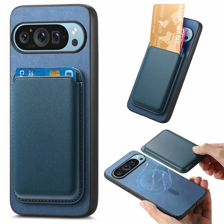 Para Google Pixel 9 Pro XL Case Bag Magnetic Magnetable Leather+TPU Teléfono Cubierta - Azul