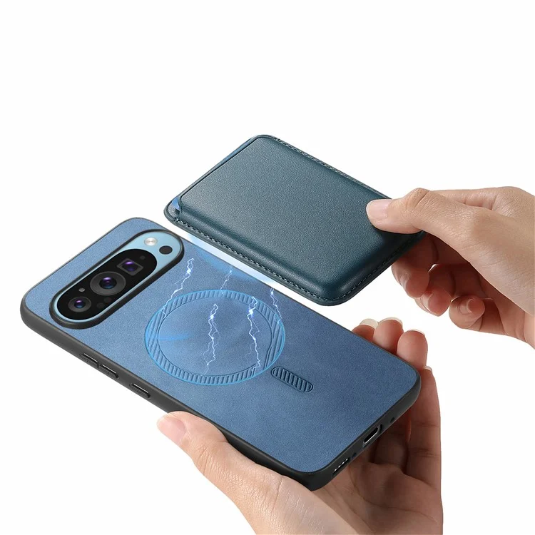 Para Google Pixel 9 Pro XL Case Bag Magnetic Magnetable Leather+TPU Teléfono Cubierta - Azul