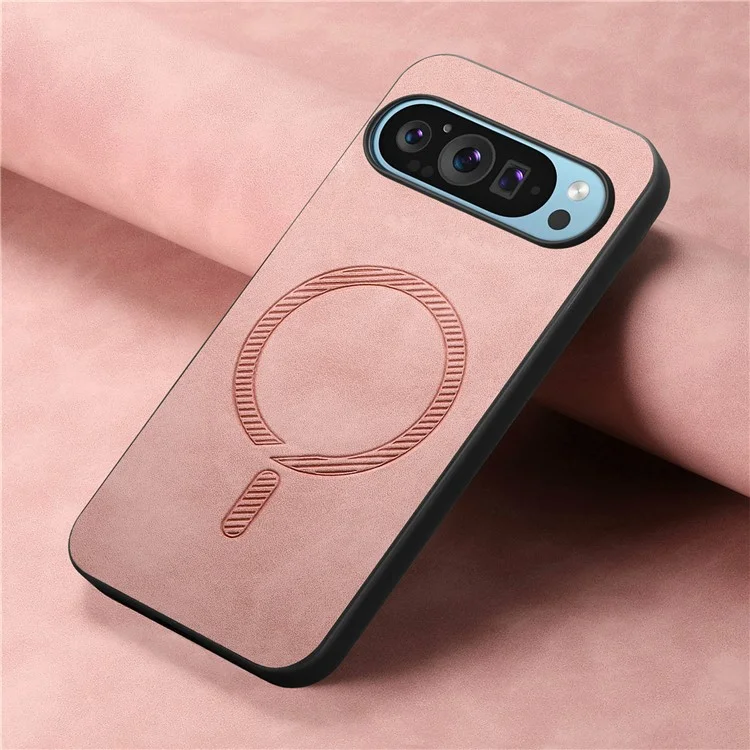 Para Google Pixel 9 Pro XL Back Case de Cuero Compatible Con la Cubierta Del Teléfono Magsafe Skin-Touch - Rosa
