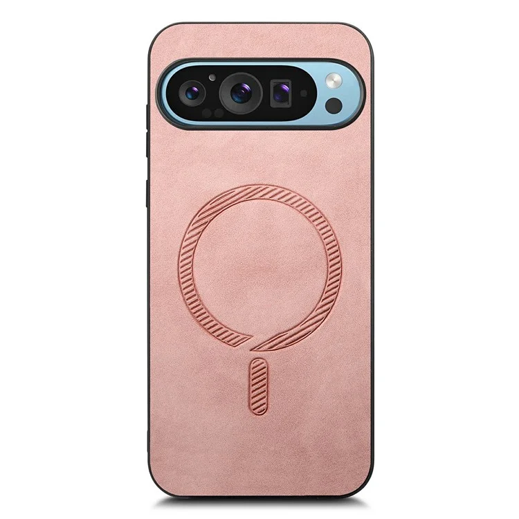 Para Google Pixel 9 Pro XL Back Case de Cuero Compatible Con la Cubierta Del Teléfono Magsafe Skin-Touch - Rosa