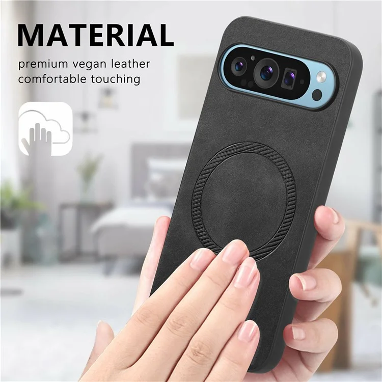 Para Google Pixel 9 Pro XL Back Case de Cuero Compatible Con la Cubierta Del Teléfono Magsafe Skin-Touch - Rosa
