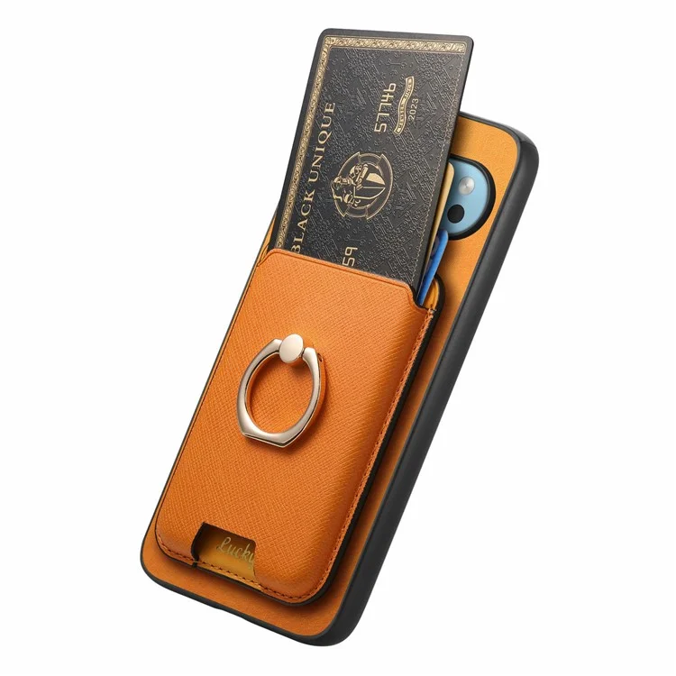 Für Google Pixel 9 Pro XL Magnetic Case Leder+tpu -telefonabdeckung Abnehmbarer Kartenbeutel - Orange