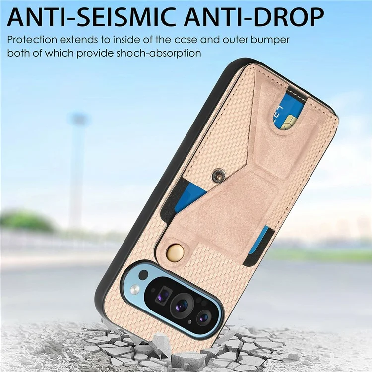 Para o Google Pixel 9 Pro XL Case k Kickstand Leather+PC+TPU Cappo do Telefone - Preto