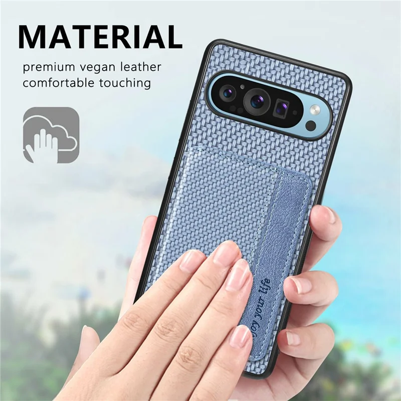 Para Google Pixel 9 Pro XL Case Rfid Bloqueo de la Tarjeta de Bloqueo de Cuero de Fibra de Carbono+pc+tpu Teléfono Cubierta - Verde