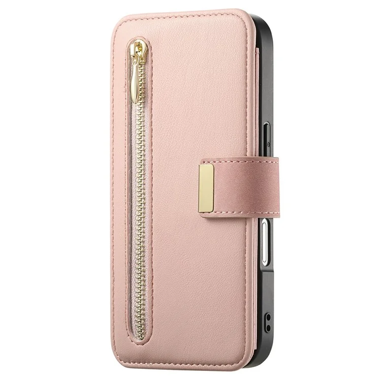 Для Iphone 16 Case Съемный Магнитный Кожаный Кошелек Крышка Телефона RFID Блокировка - Розовый