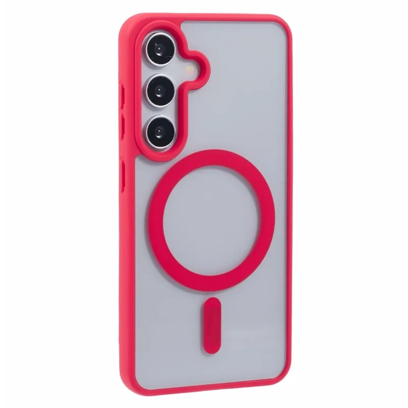 For Samsung Galaxy S23 FE Magnetic Case Shockproof PC+TPU Clear Phone Cover - Red