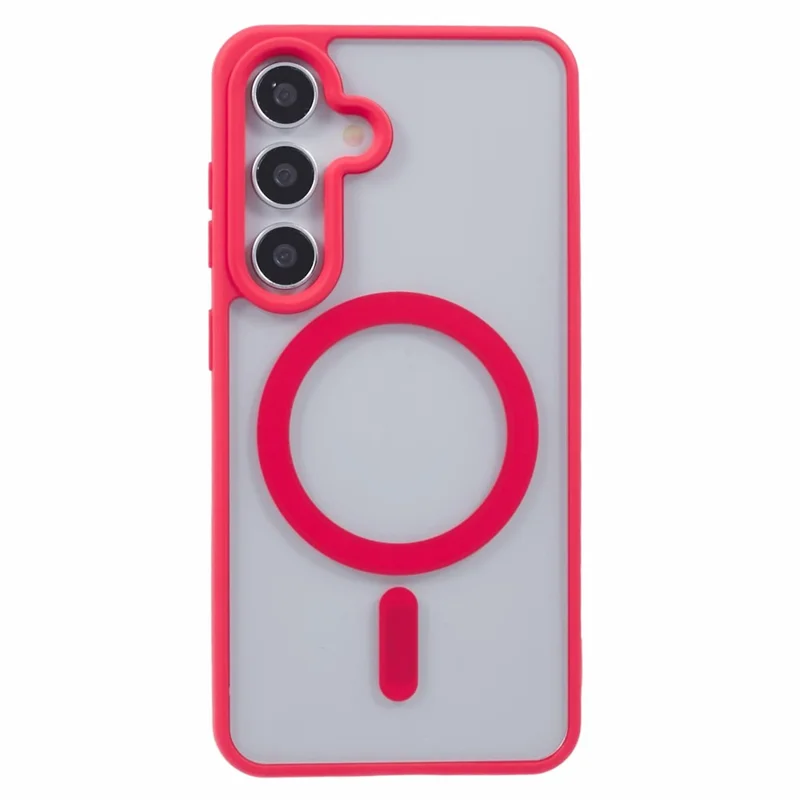For Samsung Galaxy S23 FE Magnetic Case Shockproof PC+TPU Clear Phone Cover - Red