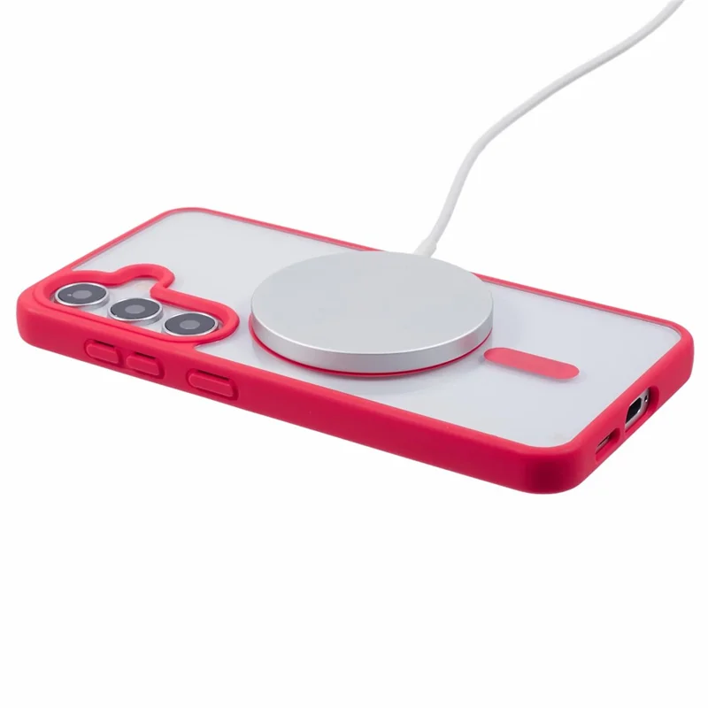 For Samsung Galaxy S23 FE Magnetic Case Shockproof PC+TPU Clear Phone Cover - Red