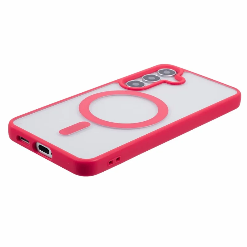 For Samsung Galaxy S23 FE Magnetic Case Shockproof PC+TPU Clear Phone Cover - Red