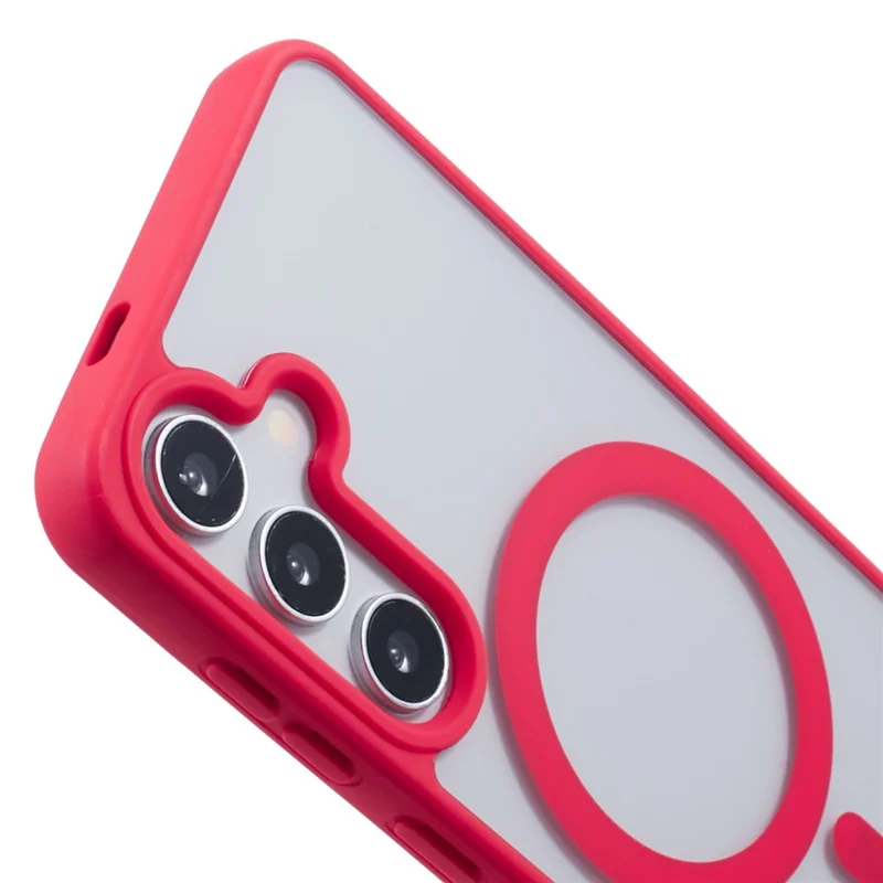 For Samsung Galaxy S23 FE Magnetic Case Shockproof PC+TPU Clear Phone Cover - Red