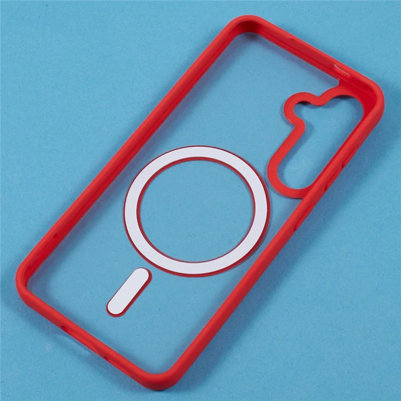 For Samsung Galaxy S23 FE Magnetic Case Shockproof PC+TPU Clear Phone Cover - Red