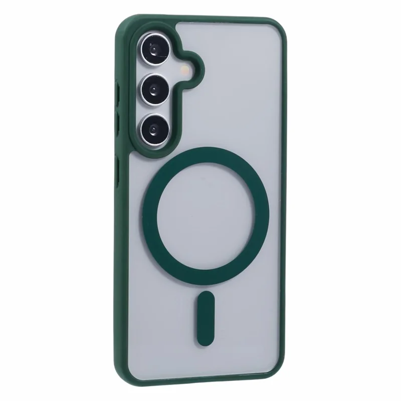 For Samsung Galaxy S24 Magnetic Case Shockproof PC+TPU Clear Phone Cover - Green