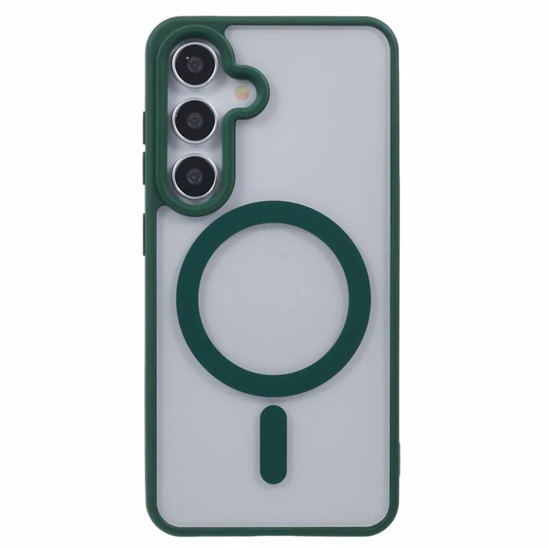 For Samsung Galaxy S24 Magnetic Case Shockproof PC+TPU Clear Phone Cover - Green