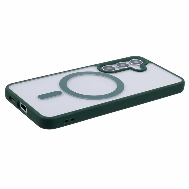 For Samsung Galaxy S24 Magnetic Case Shockproof PC+TPU Clear Phone Cover - Green