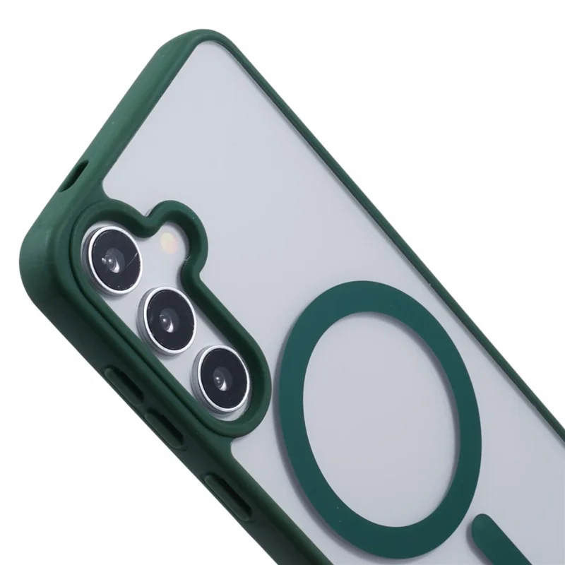 For Samsung Galaxy S24 Magnetic Case Shockproof PC+TPU Clear Phone Cover - Green