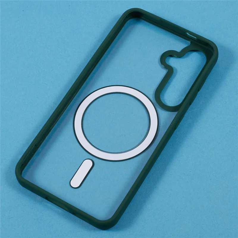 For Samsung Galaxy S24 Magnetic Case Shockproof PC+TPU Clear Phone Cover - Green