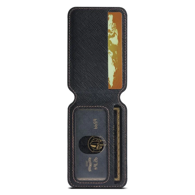 Suteni H18 Für Iphone 16 Pro Max Magnethülle Cross Textur Leder+tpu -abdeckung Mit Abnehmbarer Kartenbeutel - Schwarz