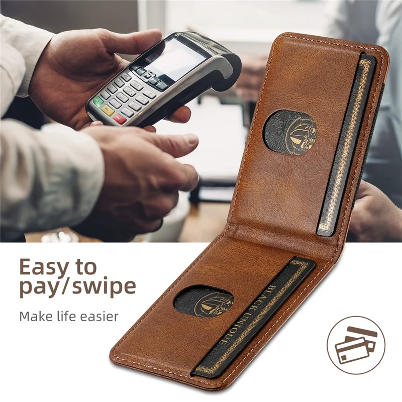 SUTENI H17 For iPhone 16 Case Compatible with MagSafe Card Holder Kickstand Phone Cover - Brown